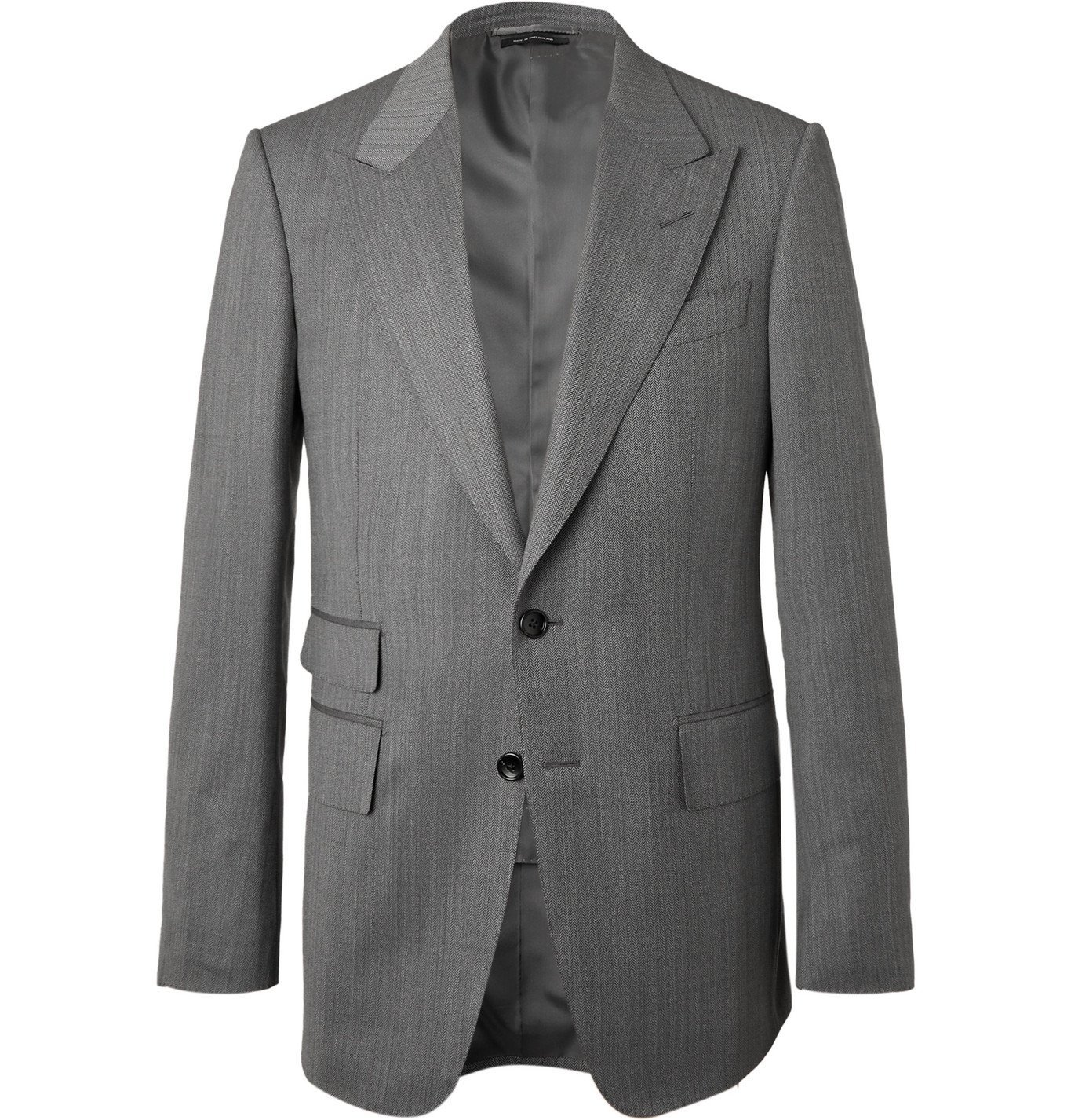TOM FORD - Shelton Slim-Fit Herringbone Wool and Silk-Blend Suit Jacket -  Gray TOM FORD
