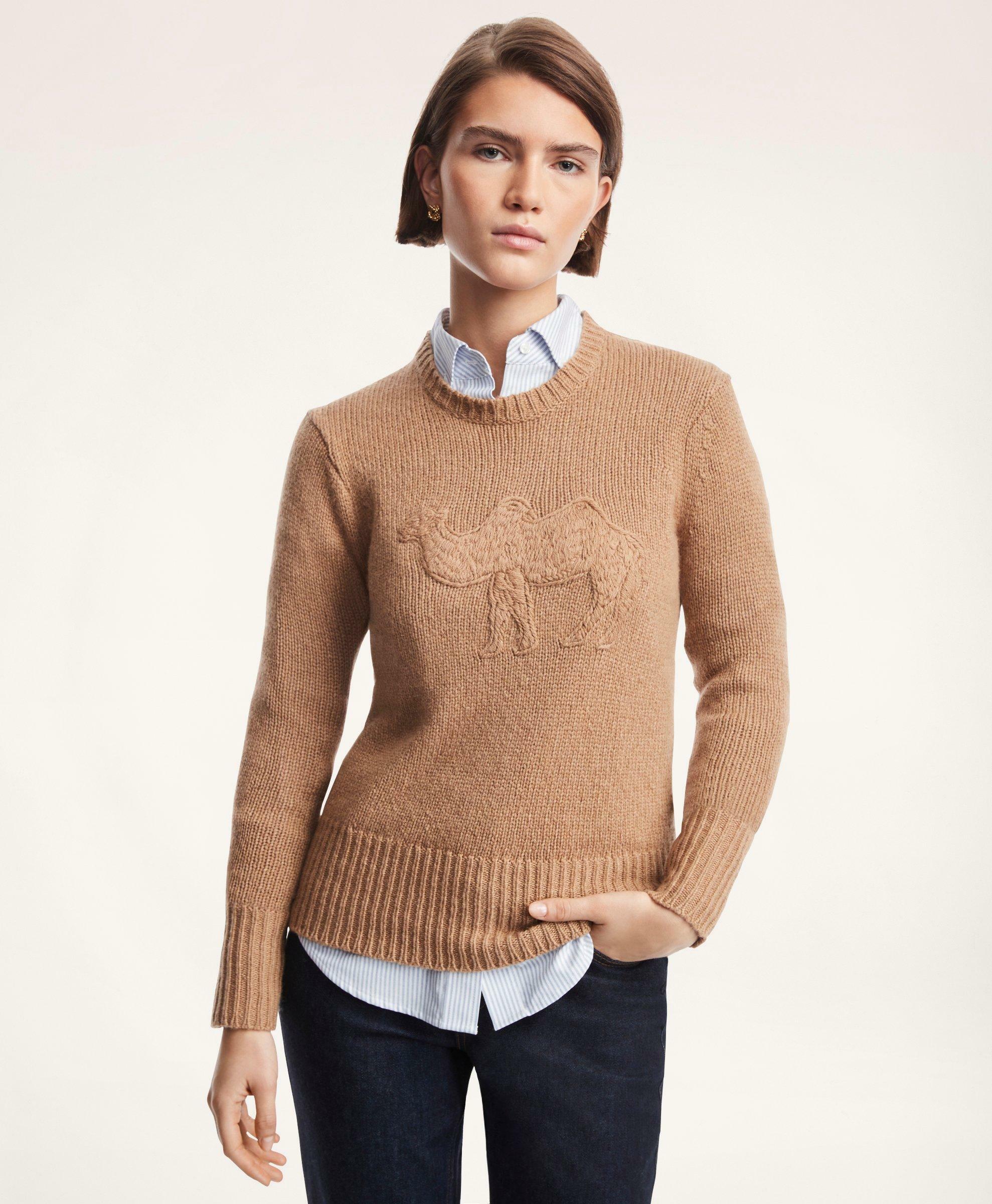 Brooks Brothers Women's Camel Hair Embroidered Sweater