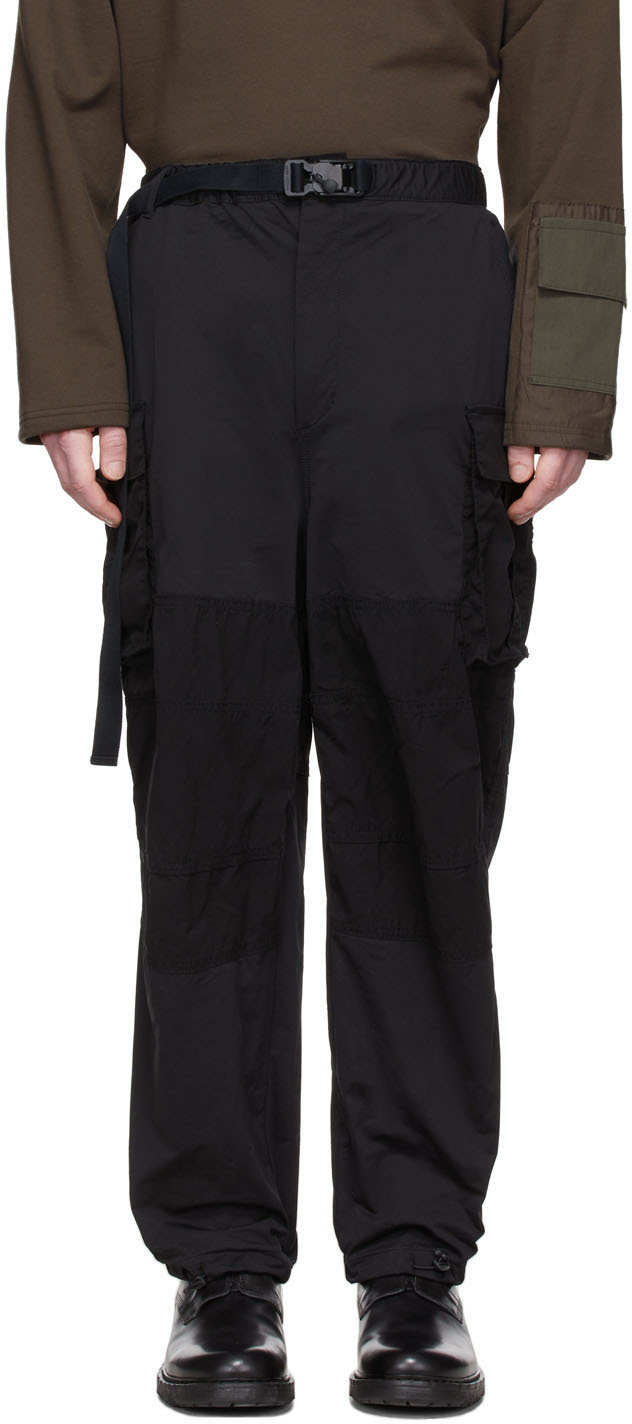 black polyester cargo pants