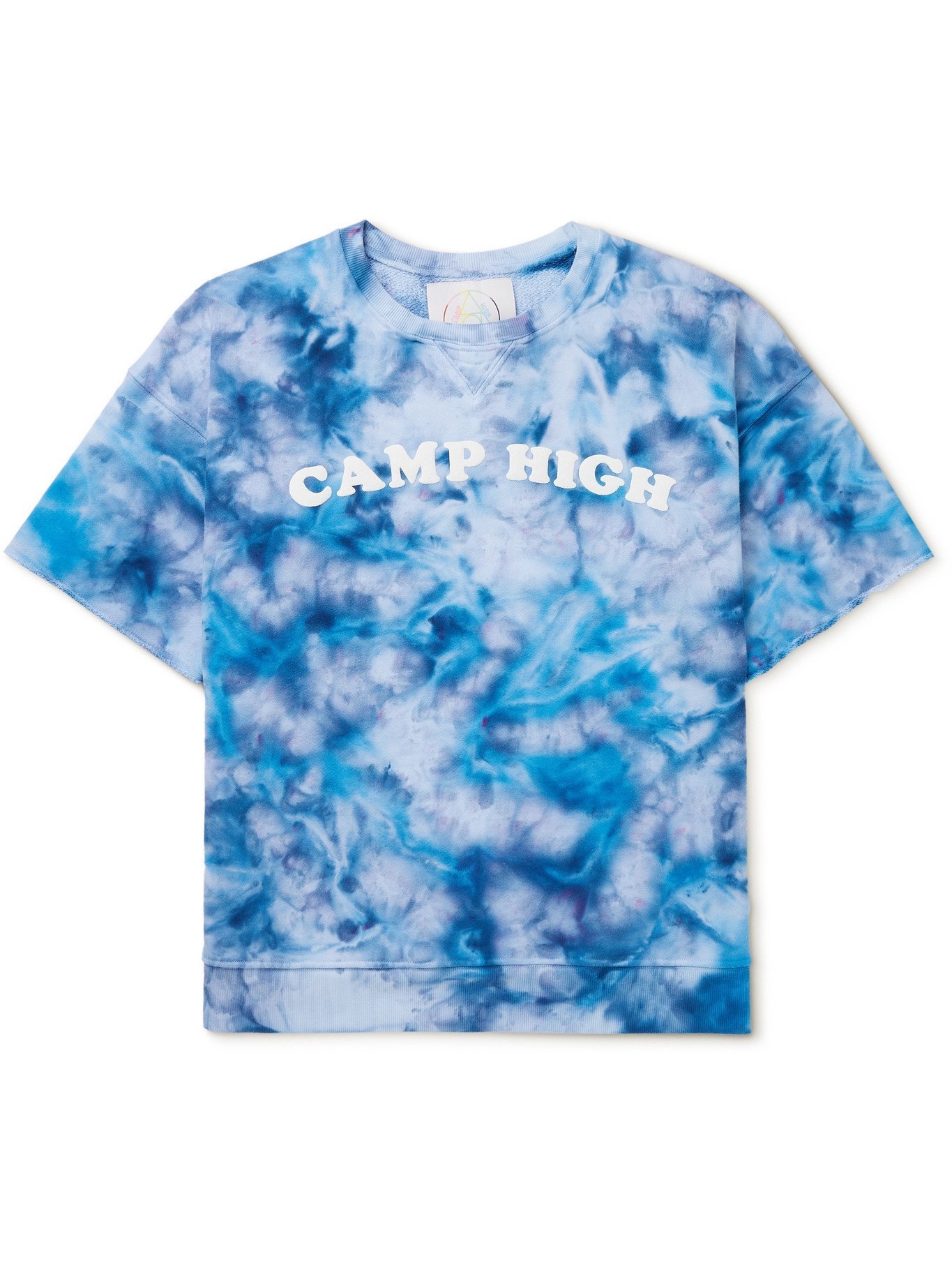 Camp High Santa Monica Tie Dyed Loopback Cotton Jersey Sweatshirt Blue