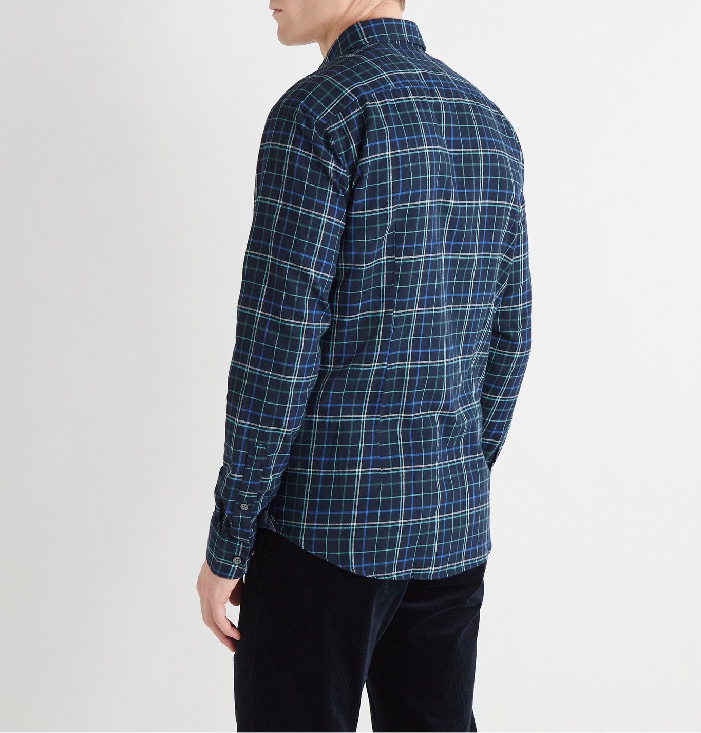 Hugo Boss - Slim-Fit Button-Down Collar Checked Cotton-Flannel Shirt ...