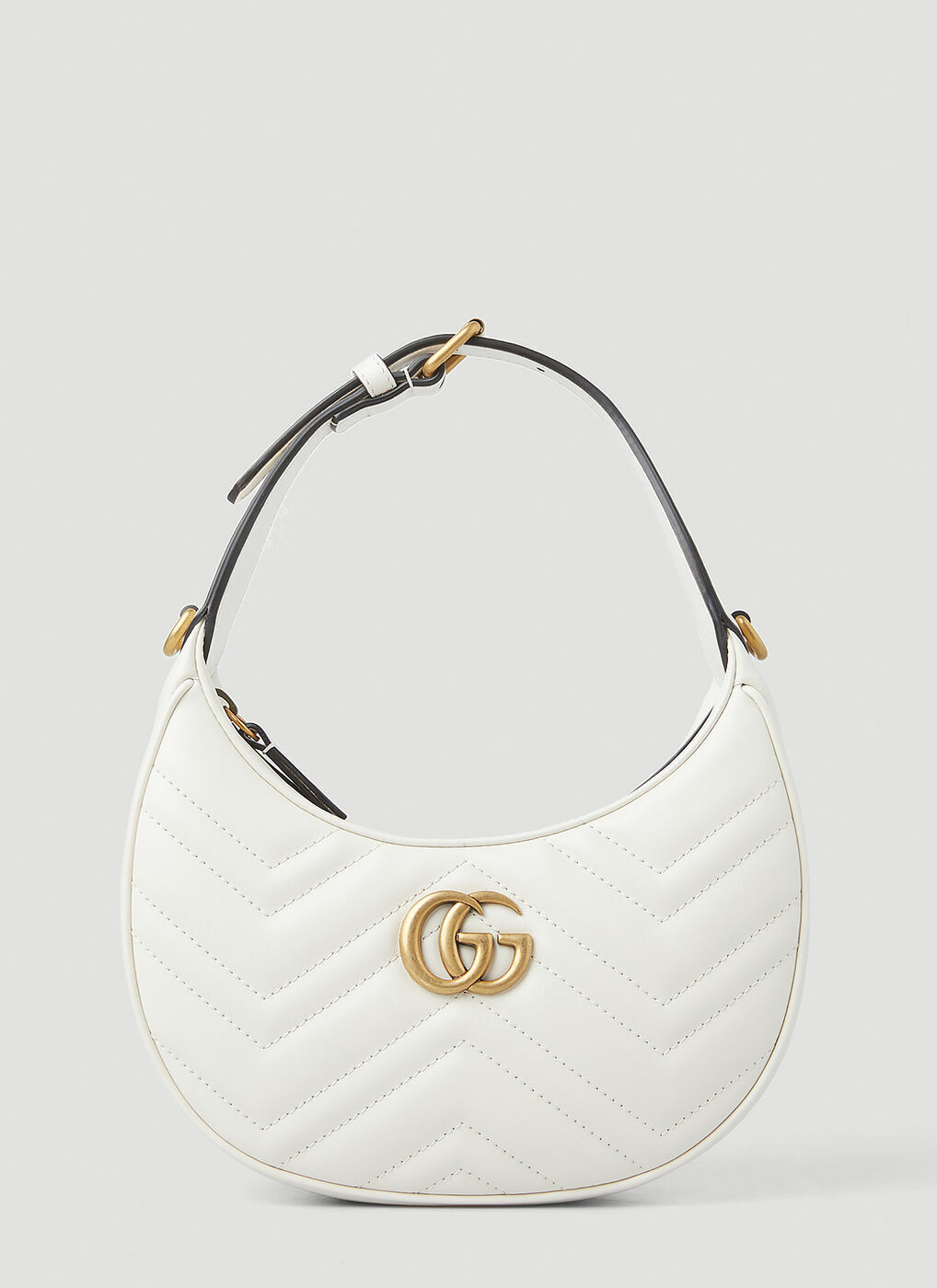 GG Marmont Half-Moon Mini Shoulder Bag in White Gucci