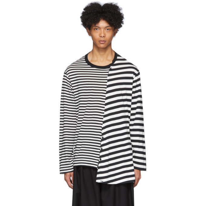 Yohji Yamamoto Black and White Stripe Long Sleeve T-Shirt Yohji Yamamoto