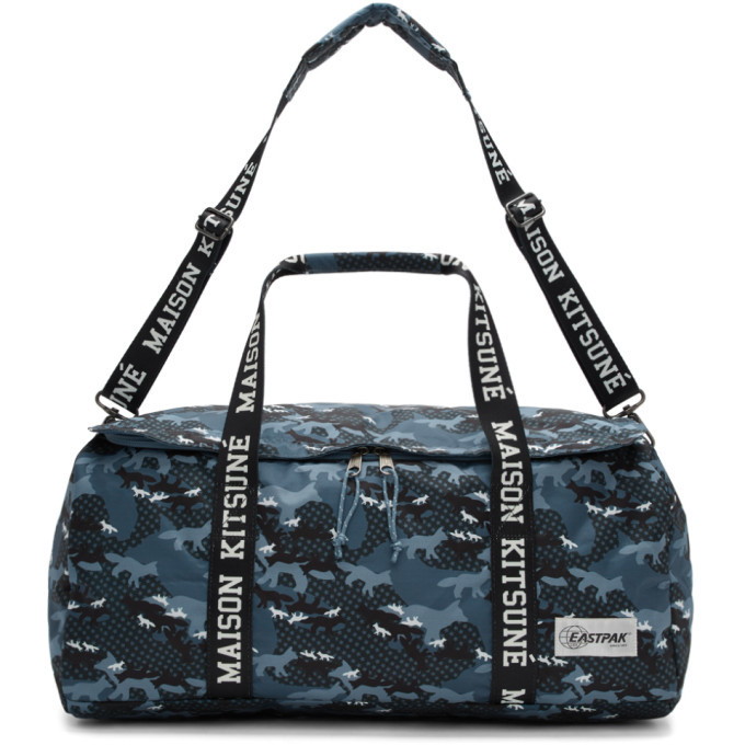 Maison Kitsune Blue Eastpak Edition Camouflage Perce Duffle Bag Maison