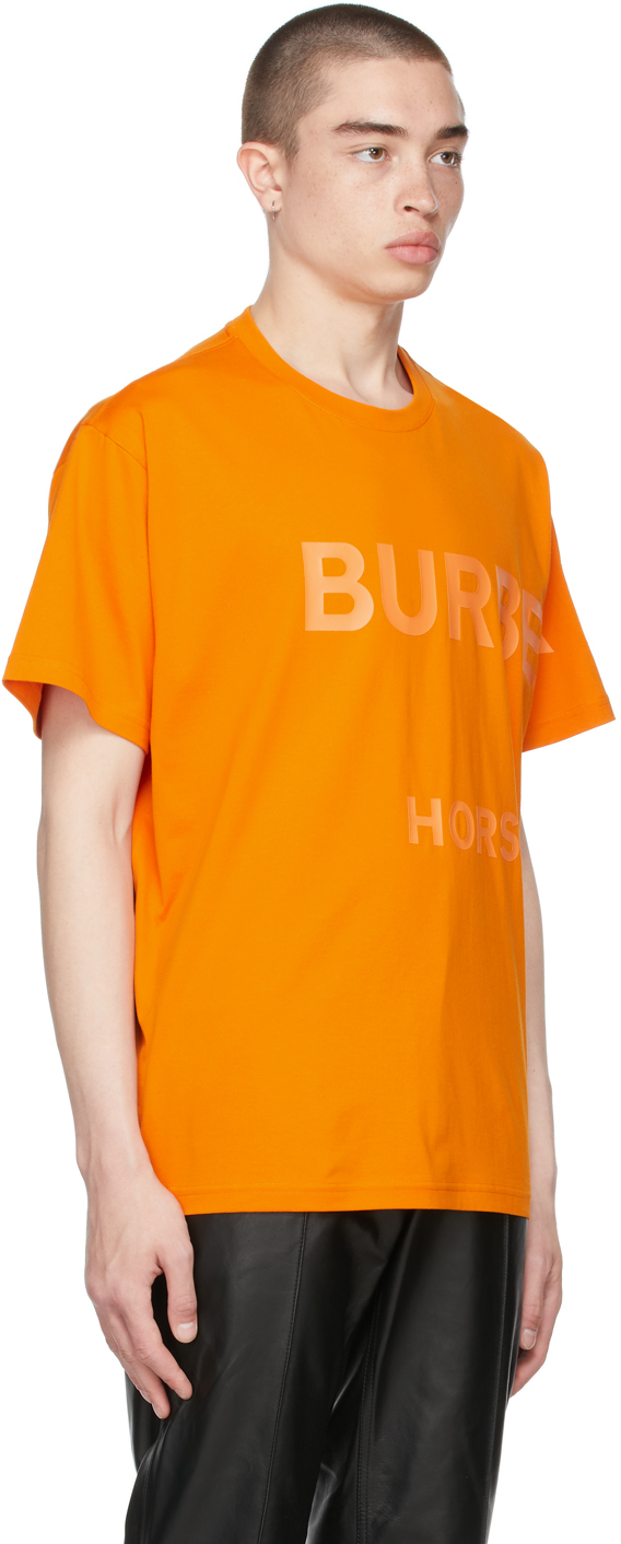 Burberry Orange Oversized 'Horseferry' Print T-Shirt Burberry