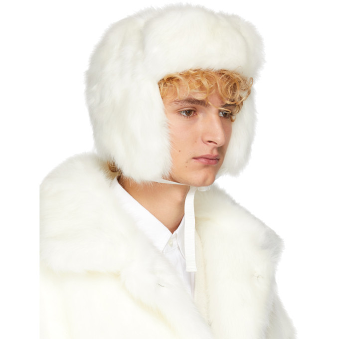 Landlord White Faux-Fur Trapper Hat Landlord