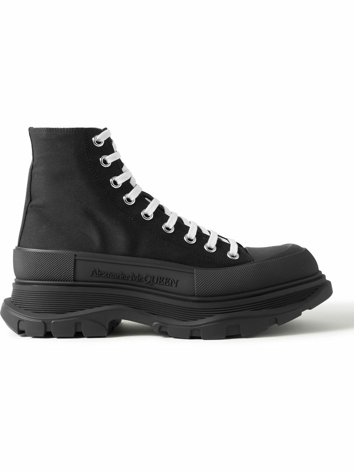 Alexander McQueen Tread Slick ExaggeratedSole Canvas Boots Black