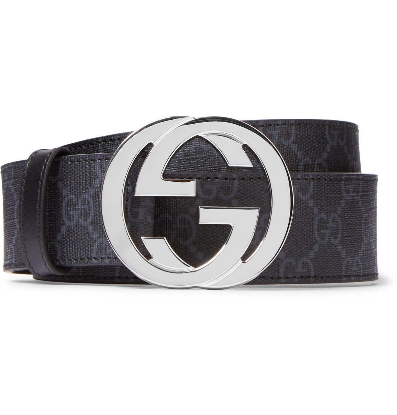 Gucci - 4cm Monogrammed Coated-Canvas Belt - Black Gucci