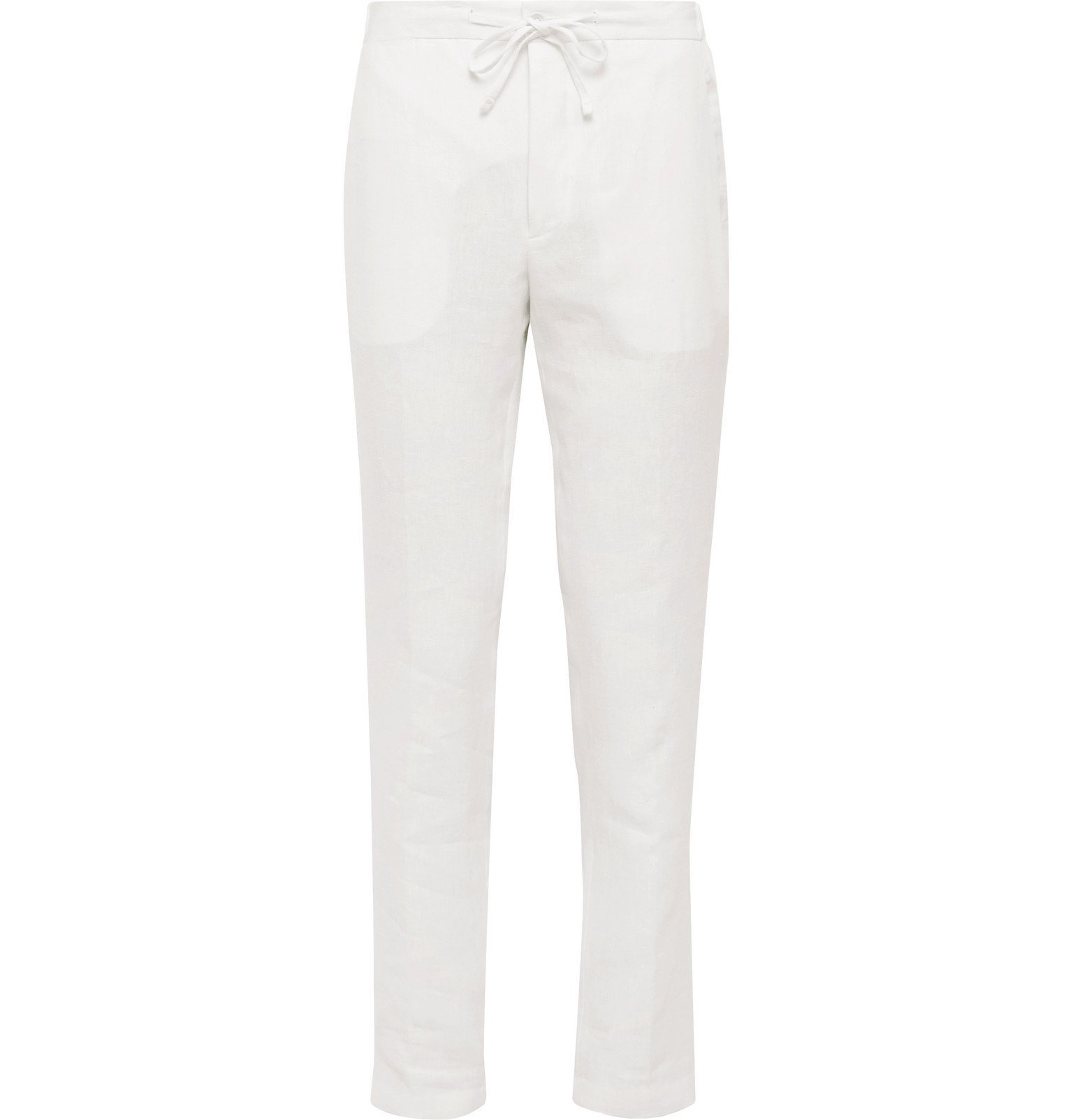 De Petrillo - Slim-Fit Linen Drawstring Trousers - White De Petrillo