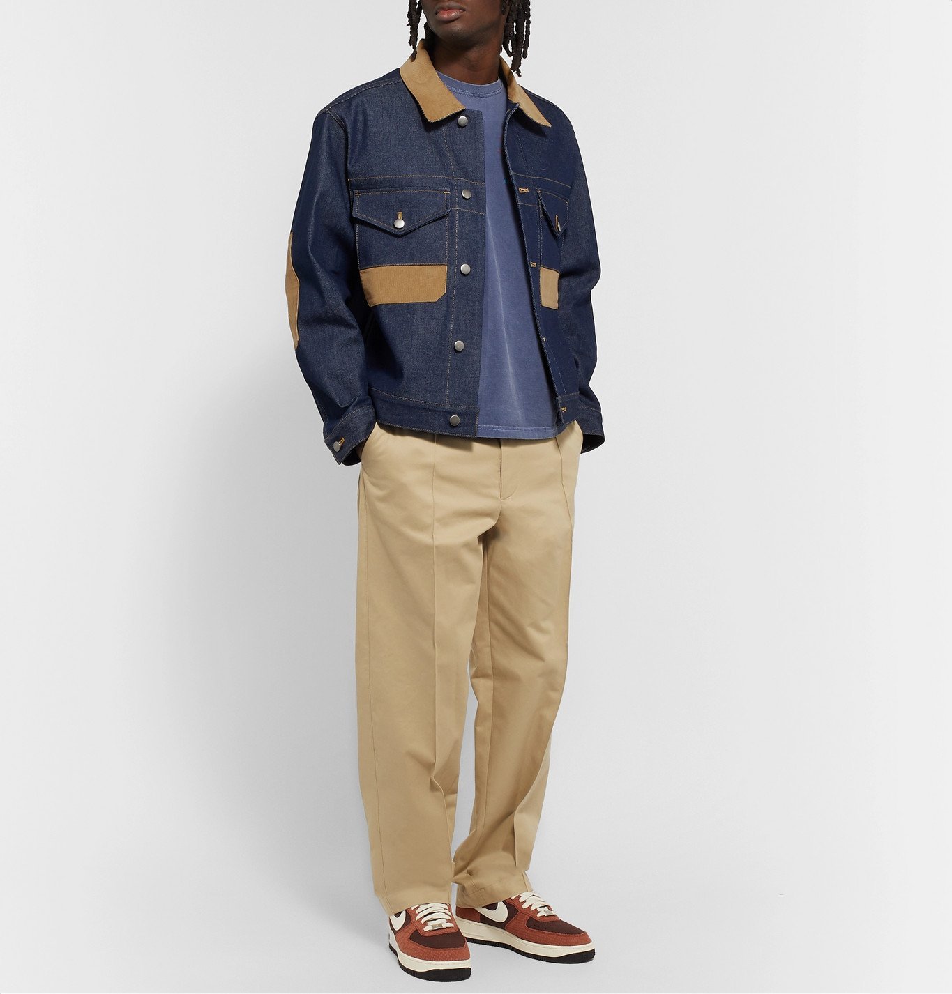 Nicholas Daley - Corduroy-Trimmed Denim Jacket - Blue Nicholas Daley