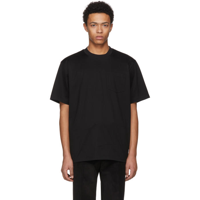 Sacai Black Basic Cotton T-Shirt Sacai