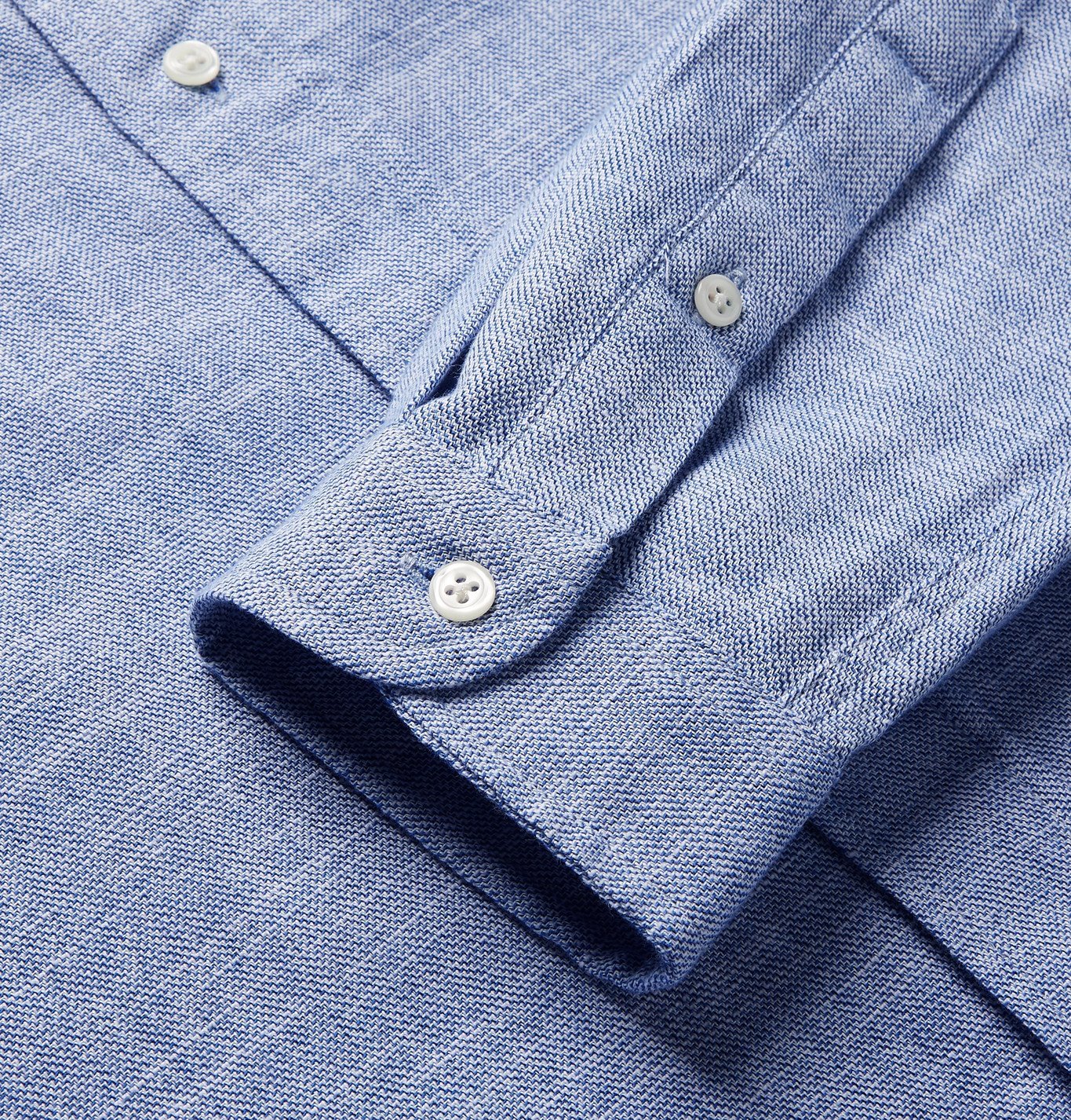OLIVER SPENCER - Brook Button-Down Collar Mélange Brushed-Cotton Shirt - Blue