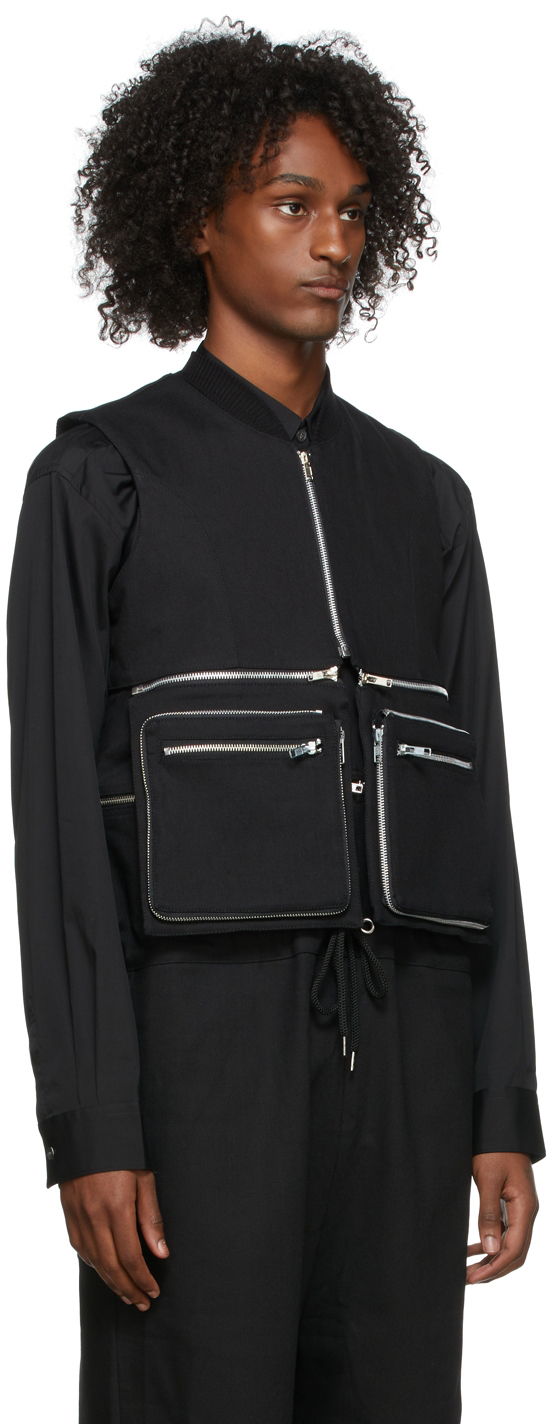 Black Cropped Cargo Vest Phlemuns