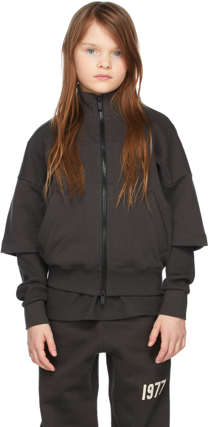 Essentials Kids Black Full Zip Half Sleeve Jacket Essentials