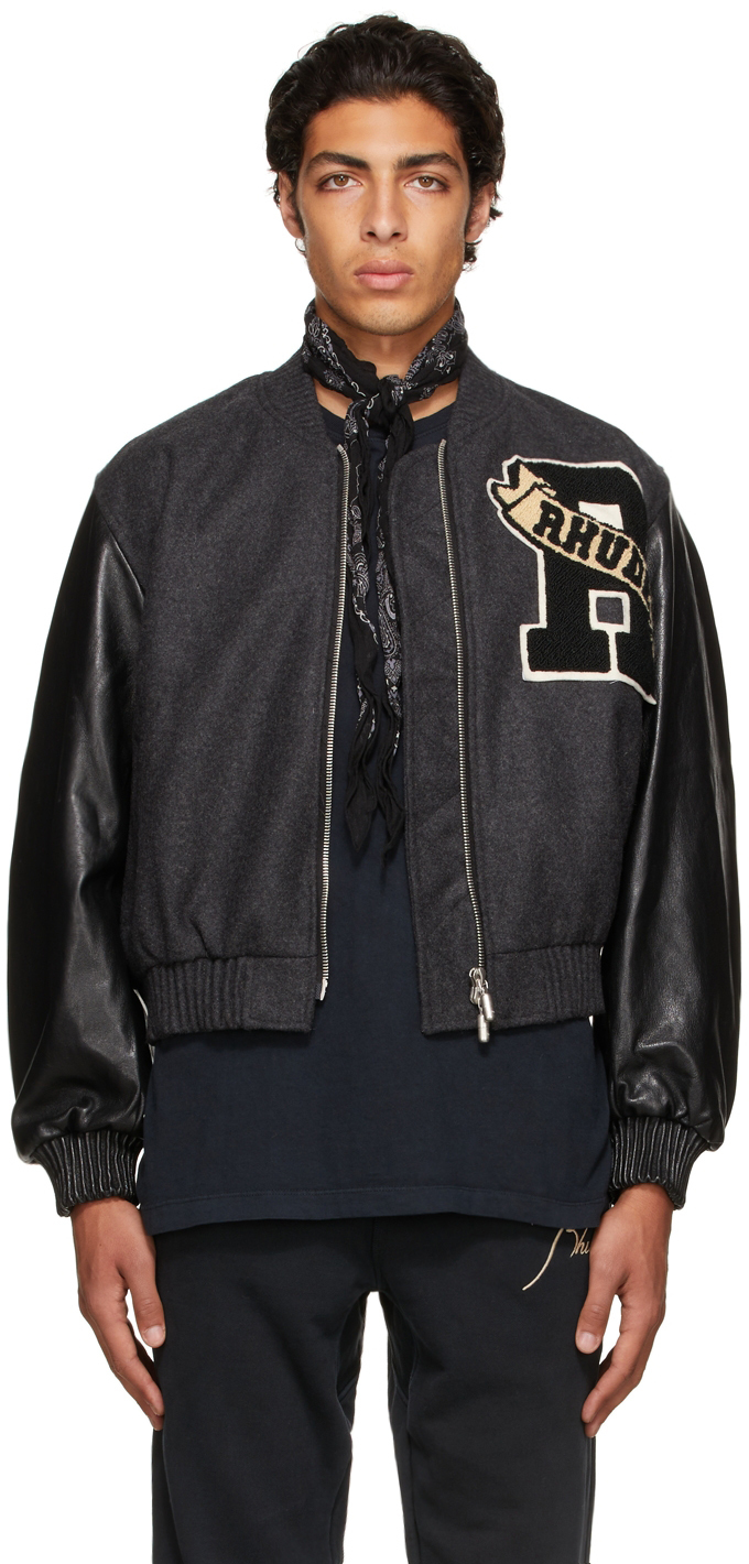 Rhude Black Wool Uniform Varsity Bomber 