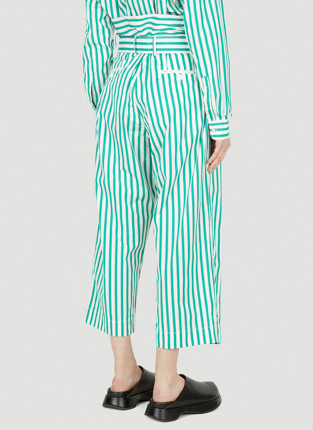 green striped pants