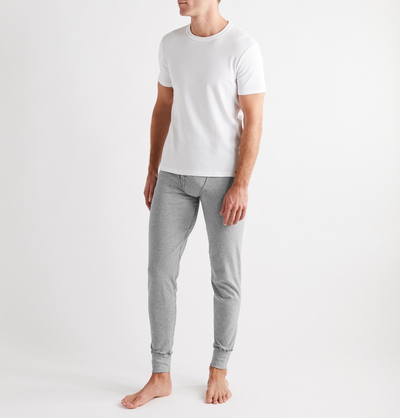 TOM FORD - Slim-Fit Mélange Stretch-Cotton Jersey Long Johns - Gray TOM FORD