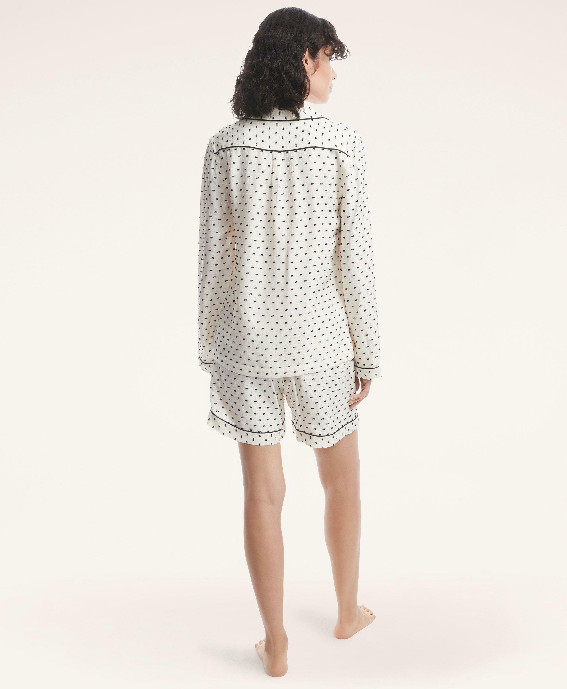 Brooks Brothers Women's Soft Clip Dot Short Pajama Set | Ivory