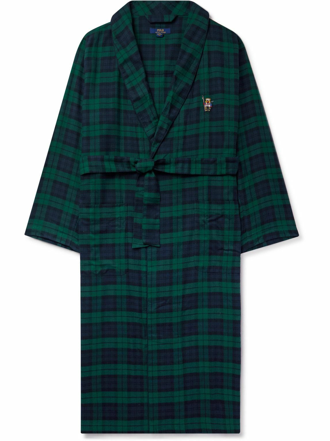 Photo: Polo Ralph Lauren - Logo-Embroidered Checked Cotton-Flannel Robe - Green