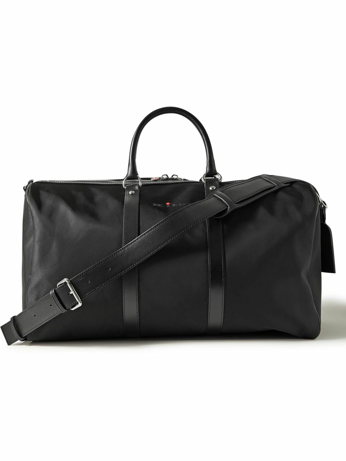 Kiton - Logo-Print Leather-Trimmed Nylon Holdall Kiton