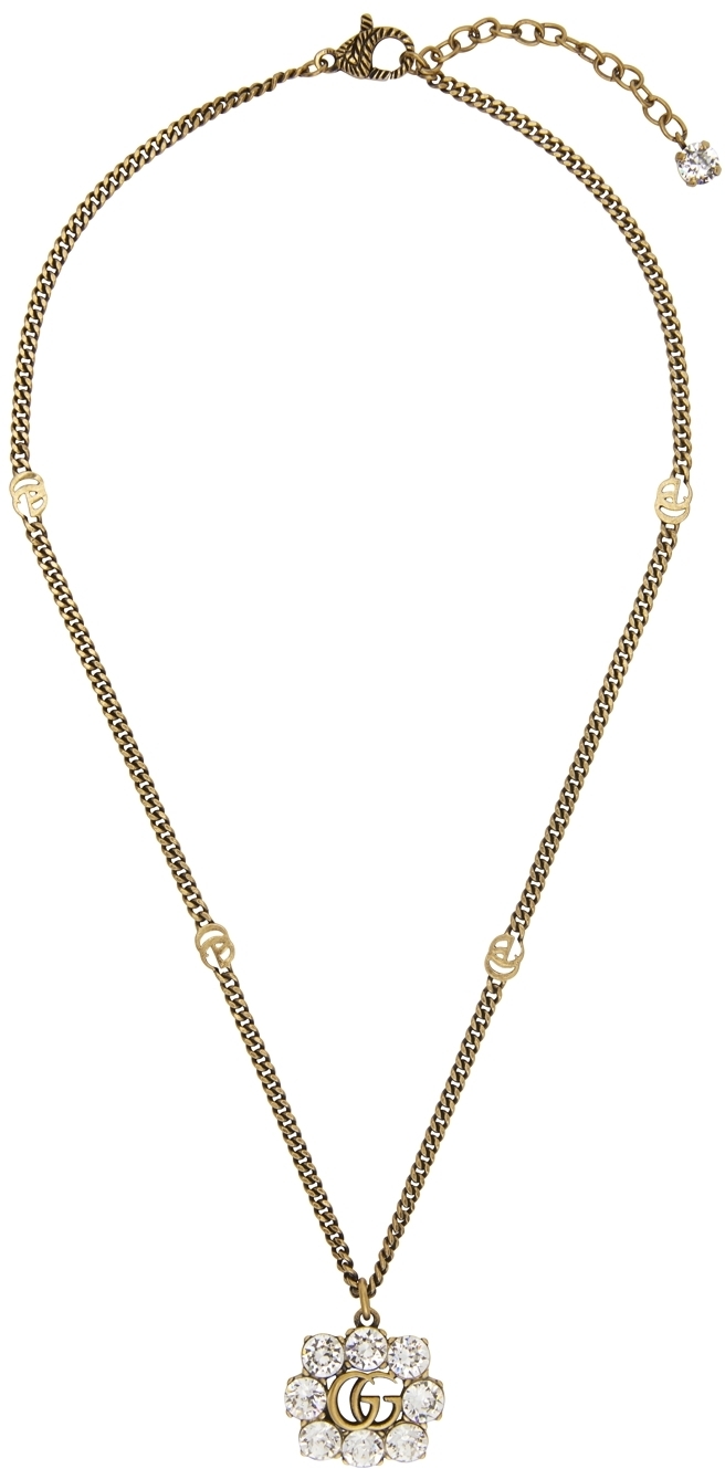 Gucci Gold Crystal Double G Necklace Gucci