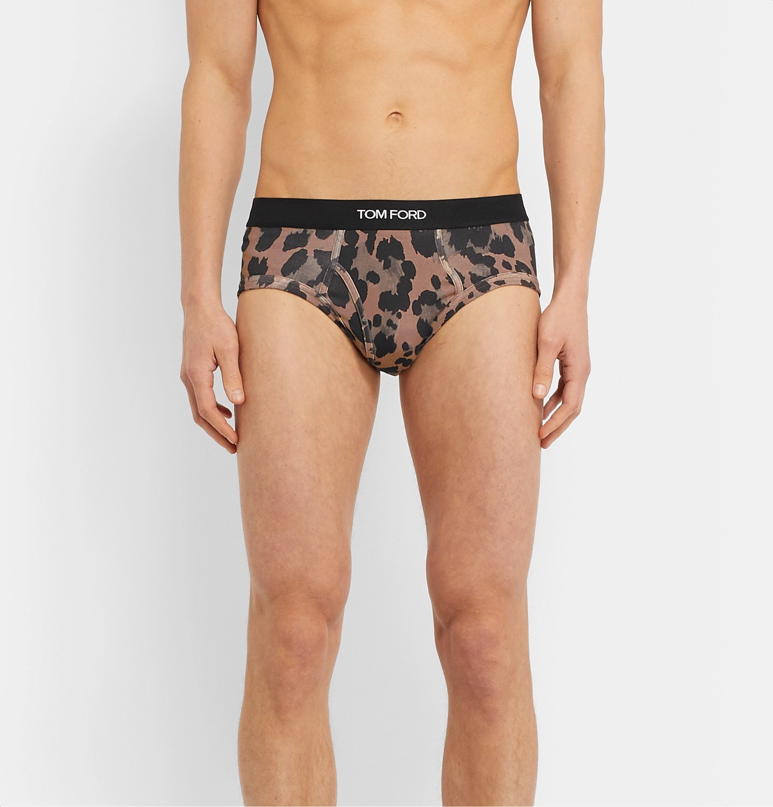 TOM FORD - Leopard-Print Stretch-Cotton Briefs - Brown TOM FORD