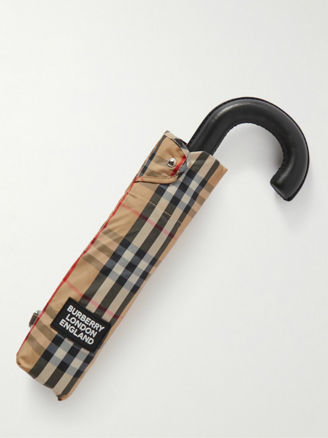 Burberry Checked LeatherHandle Umbrella Burberry