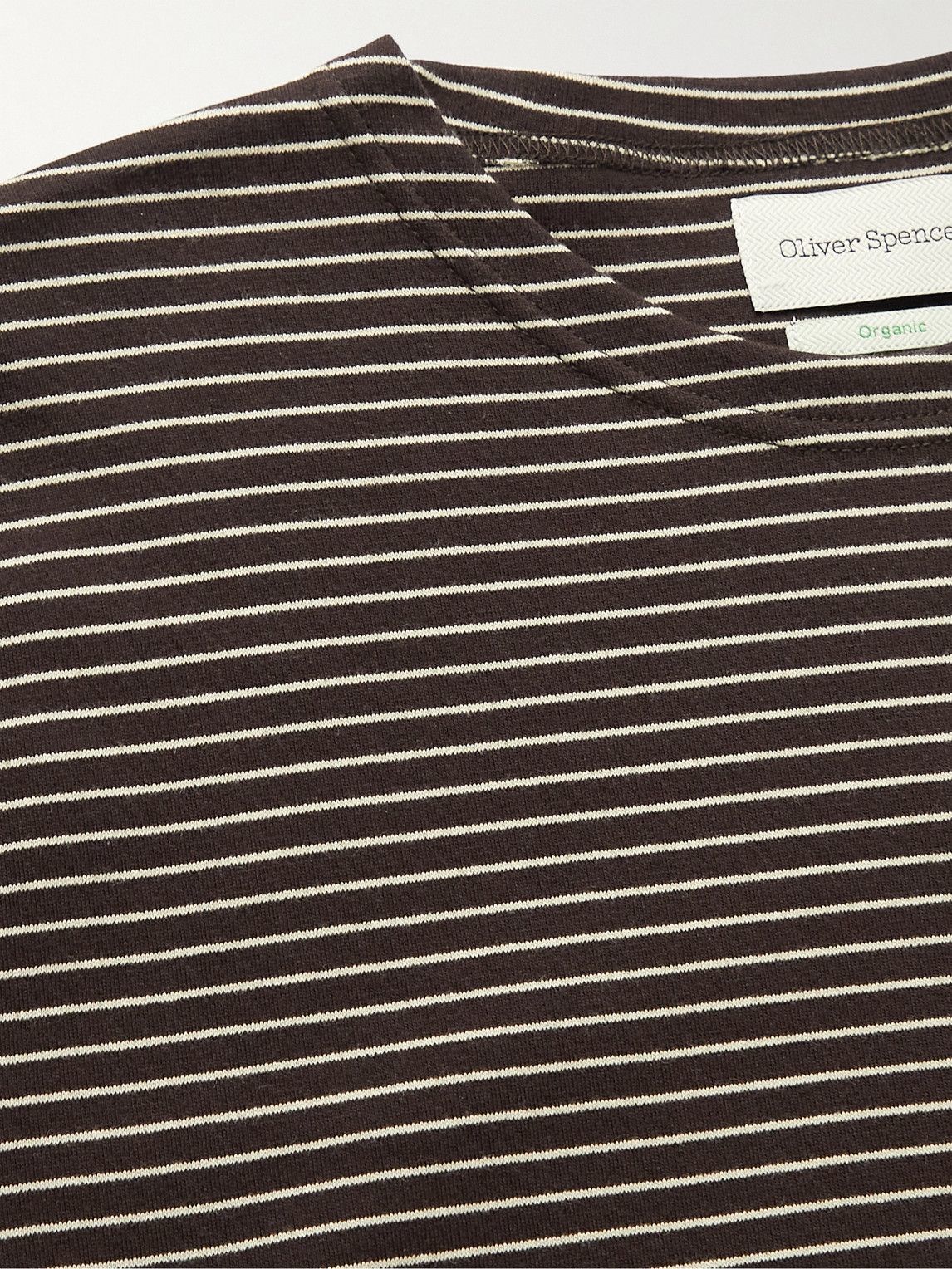 Oliver Spencer - Newport Striped Organic Cotton-Jersey T-Shirt - Brown