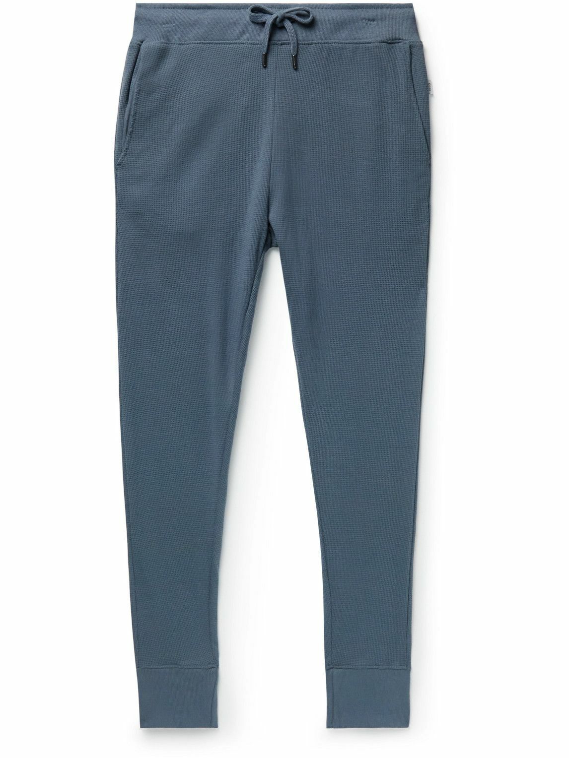 Onia - Tapered Waffle-Knit Cotton-Blend Sweatpants - Blue Onia