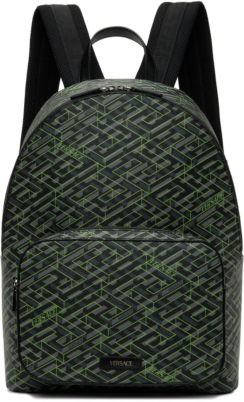 Versace Black La Greca Backpack Versace