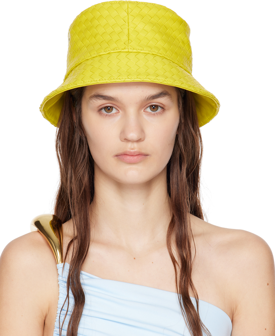 Bottega Veneta Yellow Intrecciato Bucket Hat Bottega Veneta