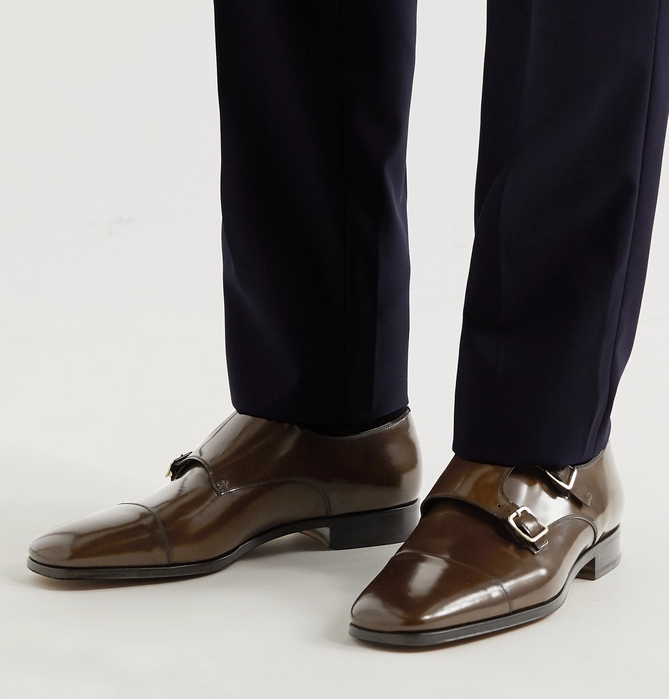 TOM FORD - Spazzolato Leather Monk-Strap Shoes - Brown TOM FORD