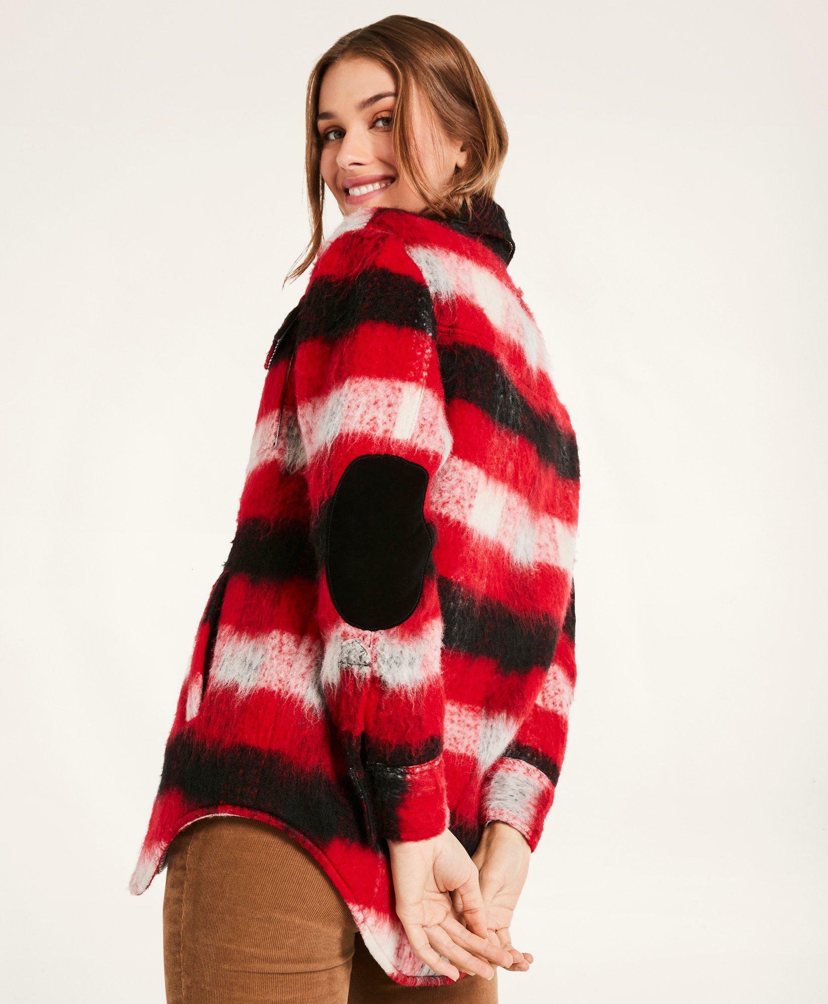 Brooks Brothers Women's Wool Blend Buffalo Check Shirt Jacket | Red/Black