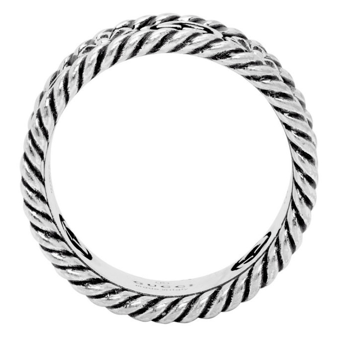 gucci silver interlocking g flower ring