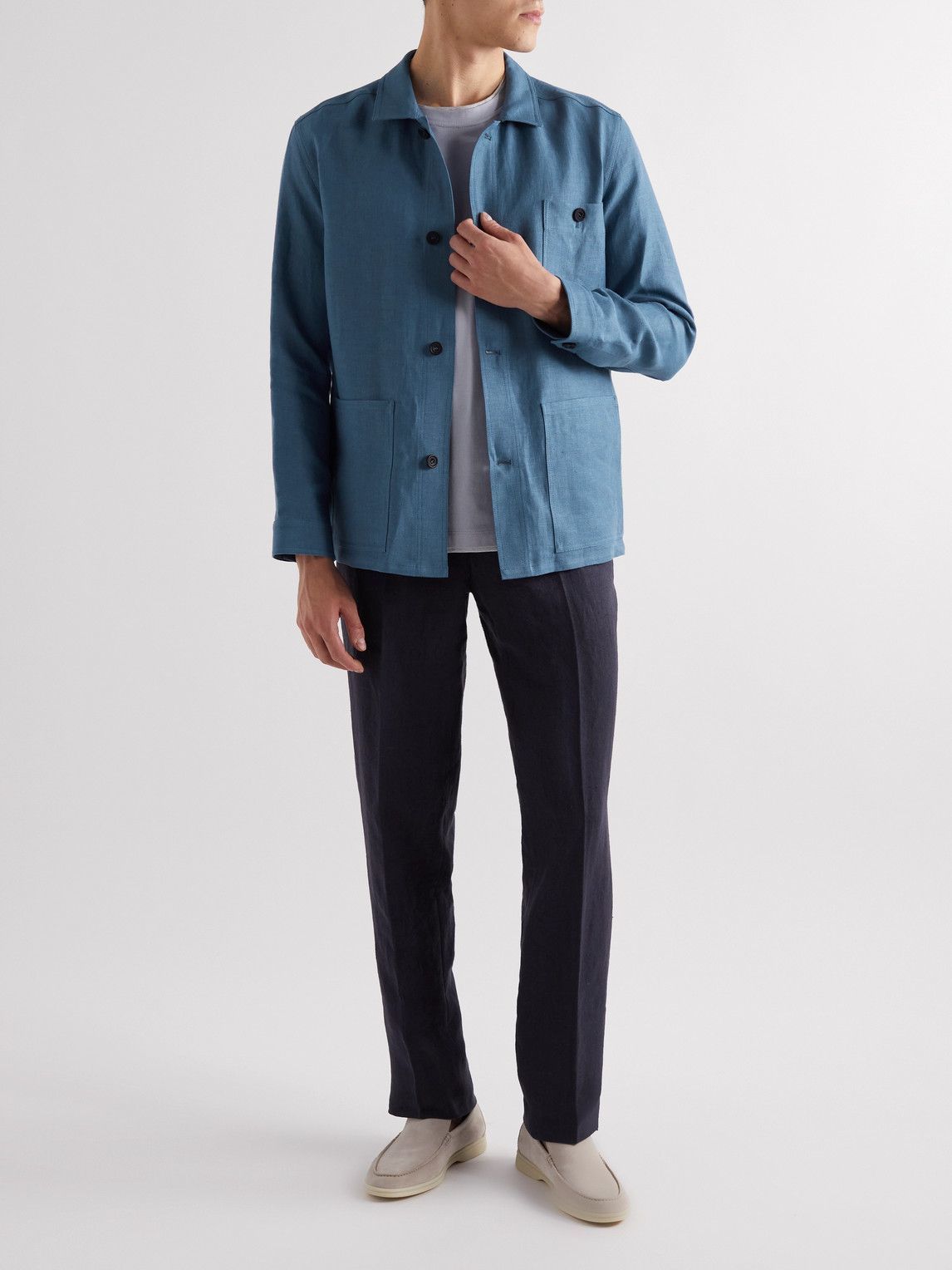 Anderson & Sheppard - Linen Overshirt - Blue Anderson & Sheppard