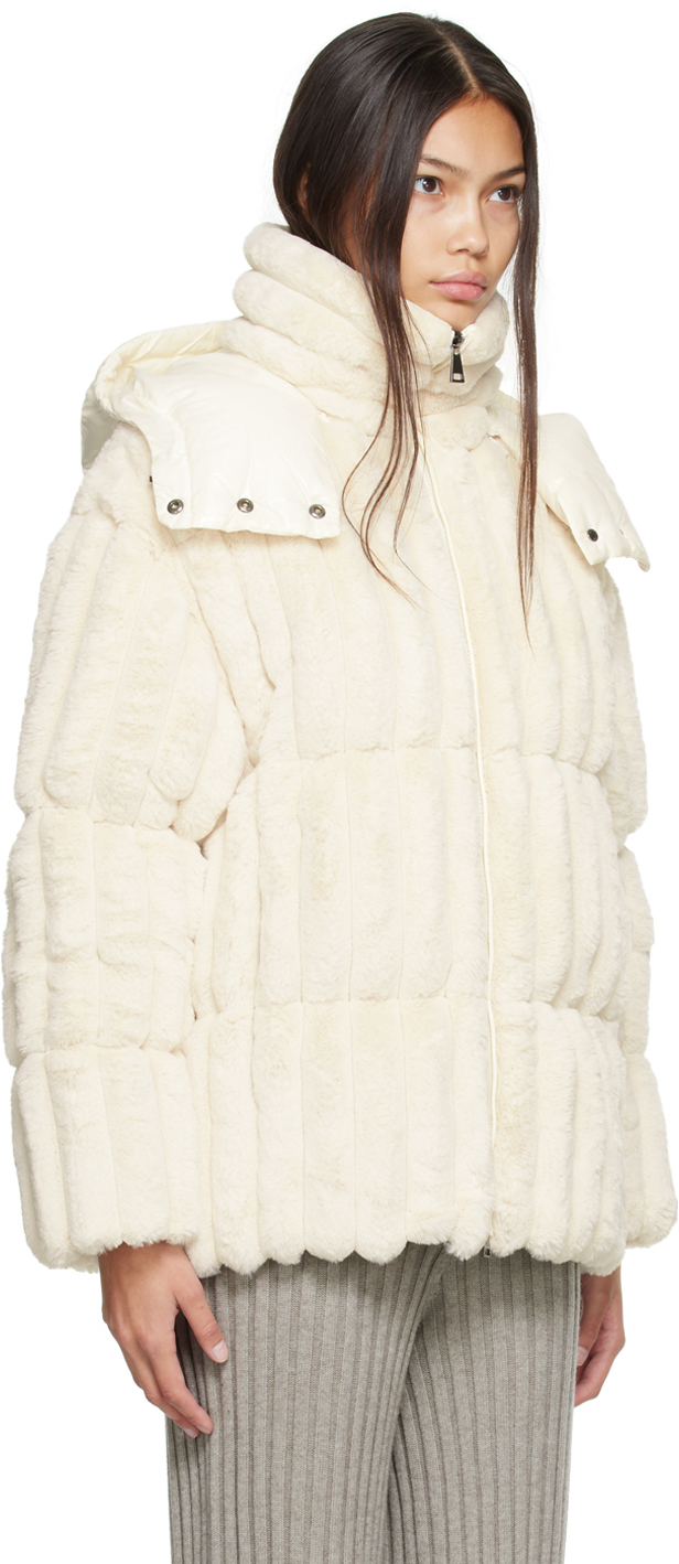 Moncler White Fare Faux-Fur Down Jacket Moncler