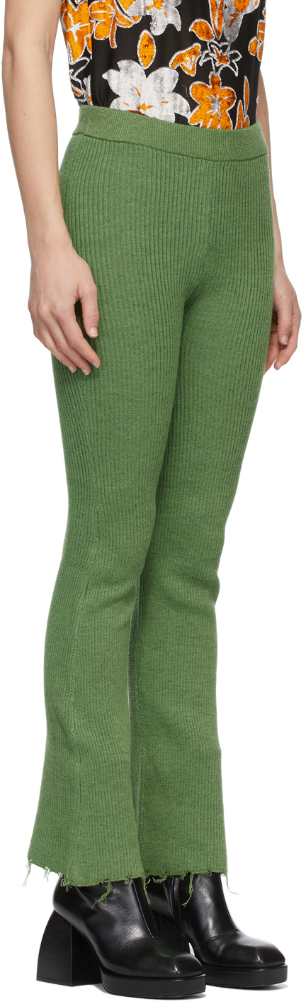 PERVERZE Green Rib Double Face Line Lounge Pants PERVERZE