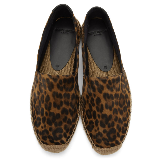 Saint Laurent Brown Suede Leopard Print Espadrilles Saint Laurent