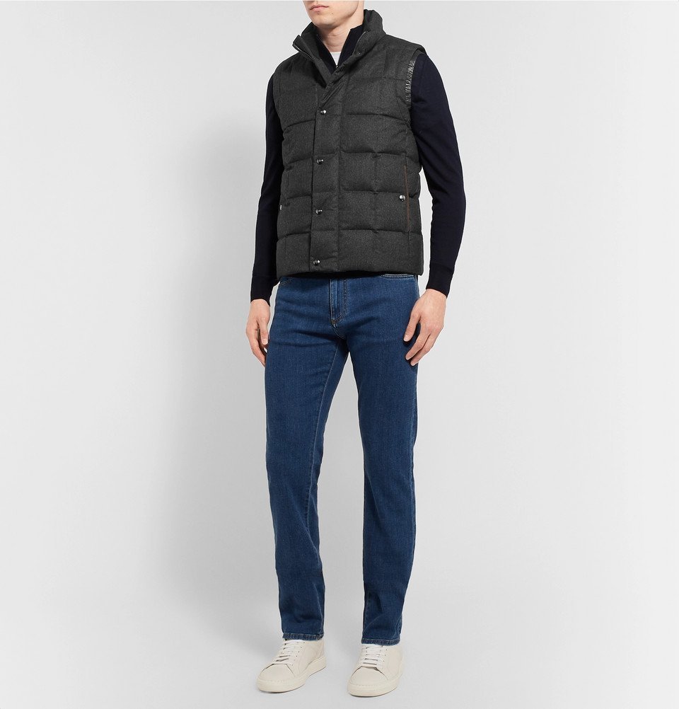 Canali - Quilted Super 120s Wool Down Gilet - Charcoal Canali