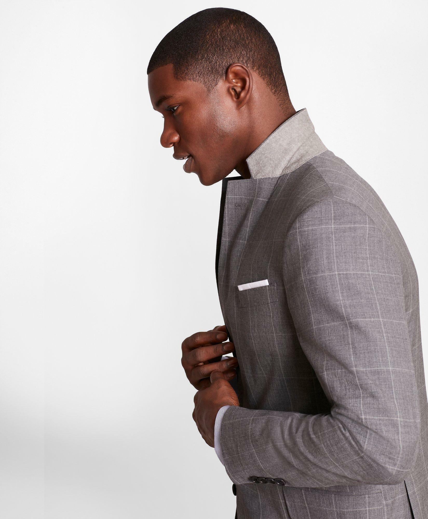 Brooks Brothers Men's Regent-Fit Windowpane Wool Suit Jacket | Grey