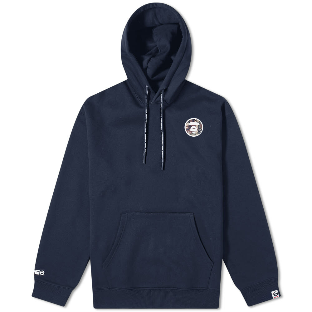 Men's AAPE Hood Logo Popover Hoody in Navy AAPE by A Bathing Ape