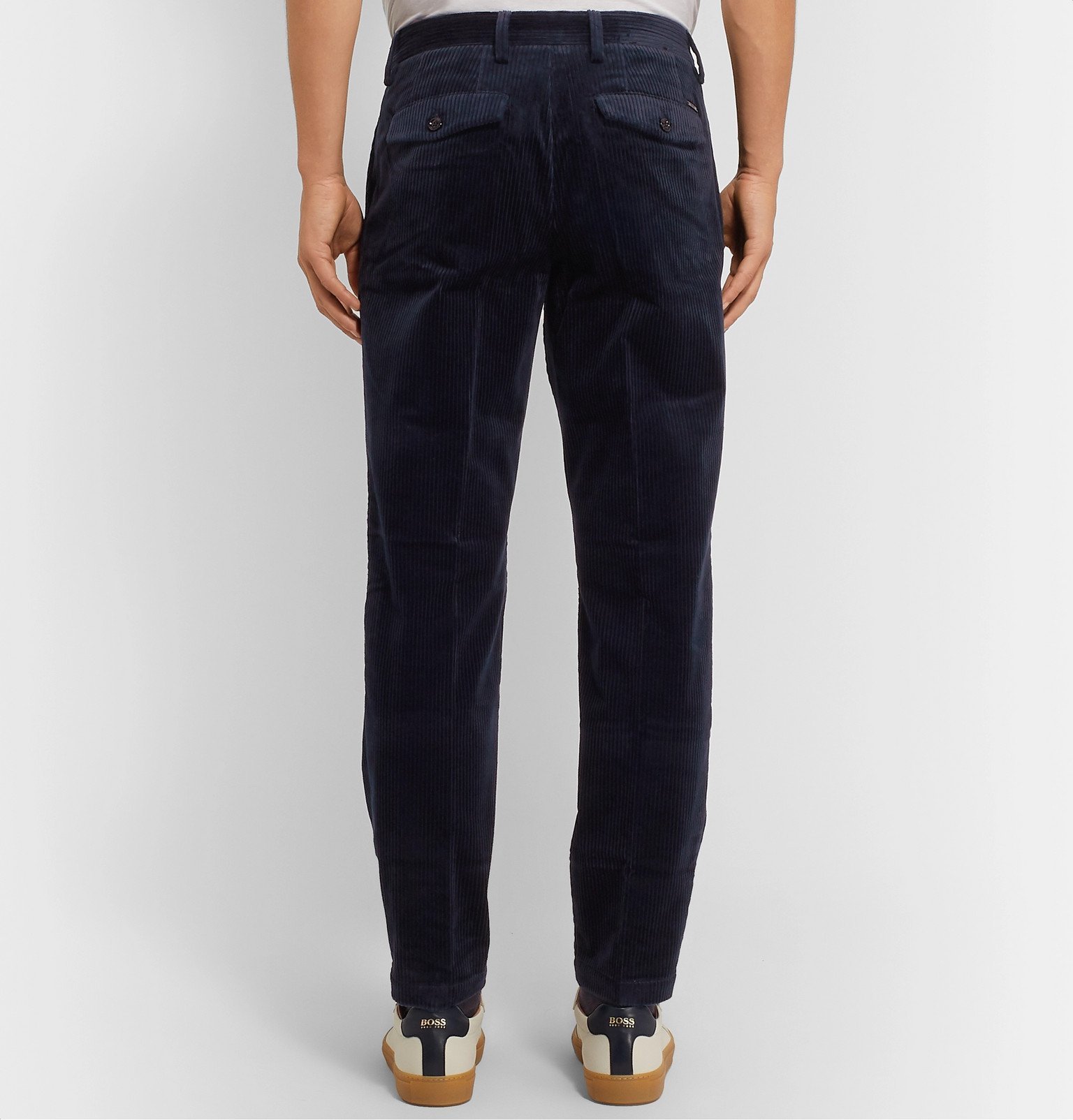 Hugo Boss - Navy Cotton-Blend Corduroy Trousers - Blue Hugo Boss