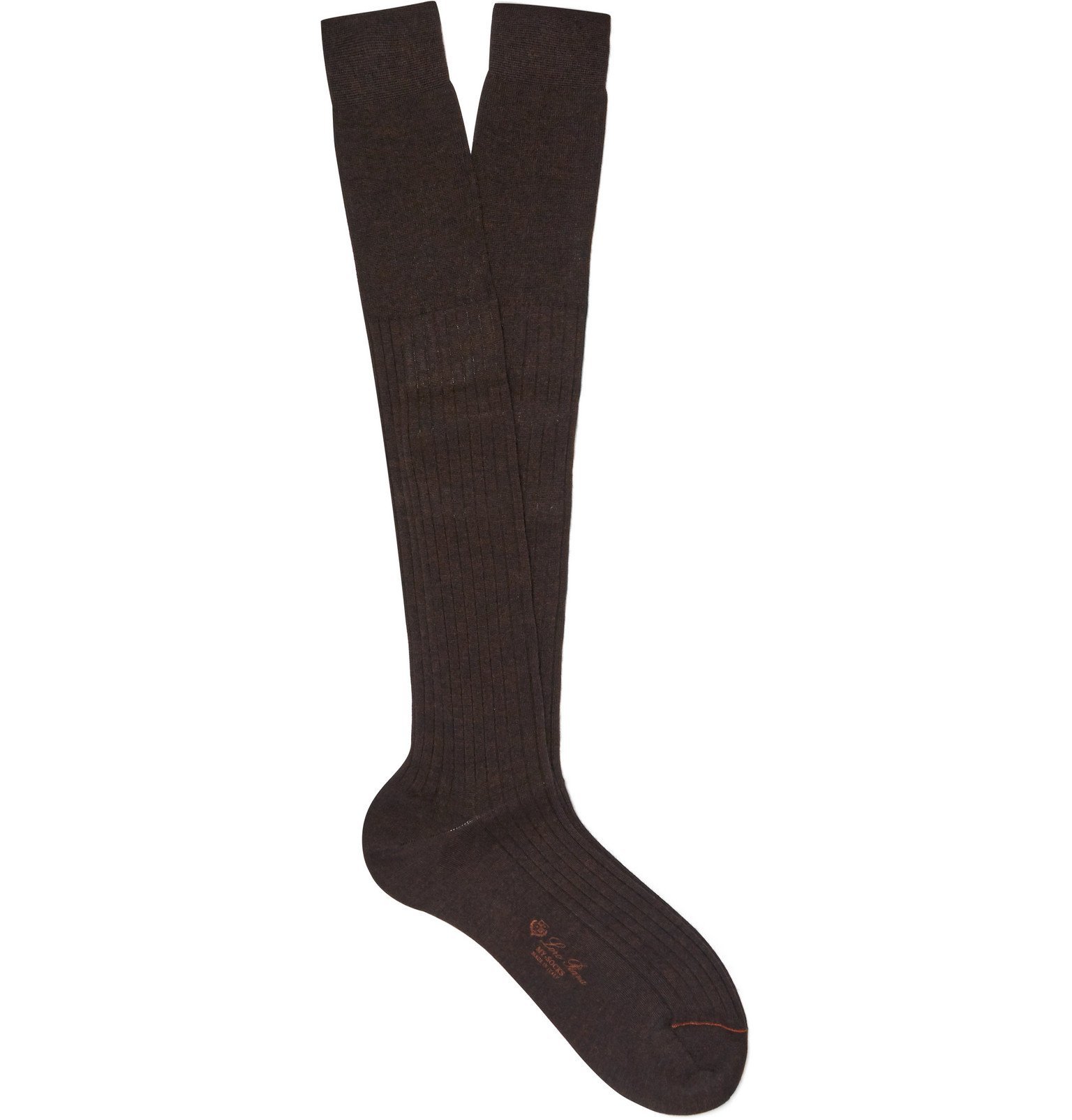 Loro Piana - Ribbed Cashmere and Silk-Blend Over-The-Calf Socks - Brown ...