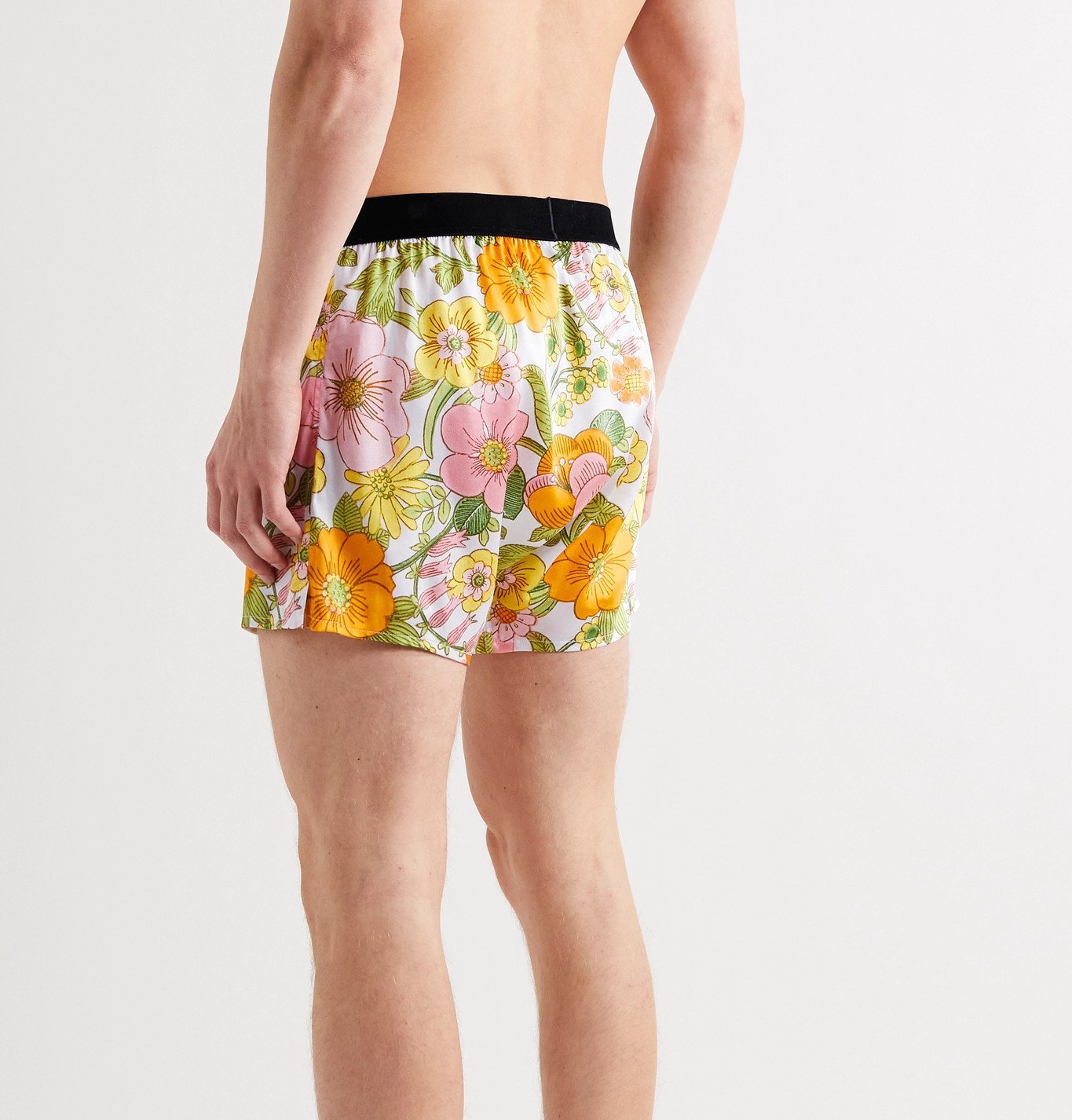 TOM FORD - Velvet-Trimmed Floral-Print Stretch-Silk Satin Boxer Shorts -  Multi TOM FORD