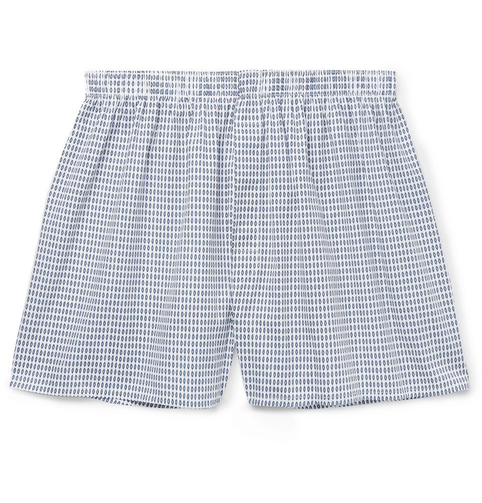 Sunspel - Printed Cotton Boxer Shorts - Blue Sunspel