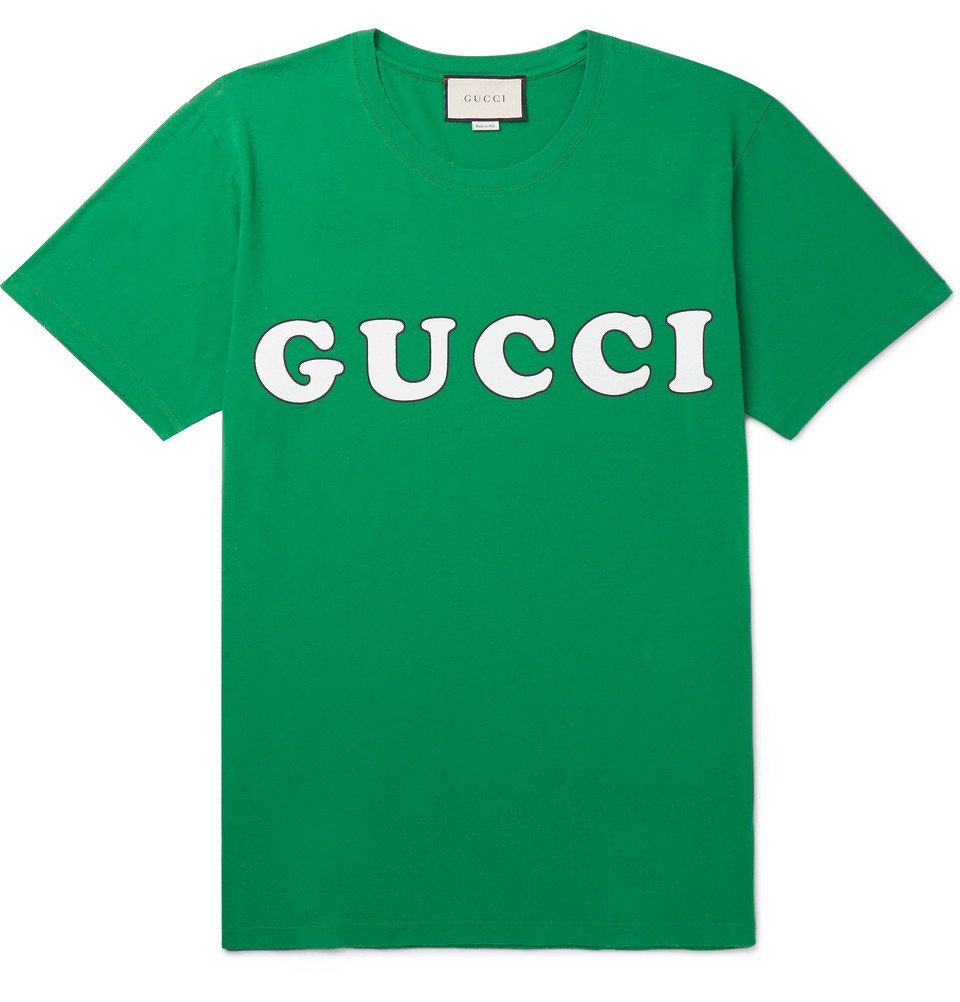 Gucci - Distressed Logo-Print Cotton-Jersey T-Shirt - Men - Green Gucci