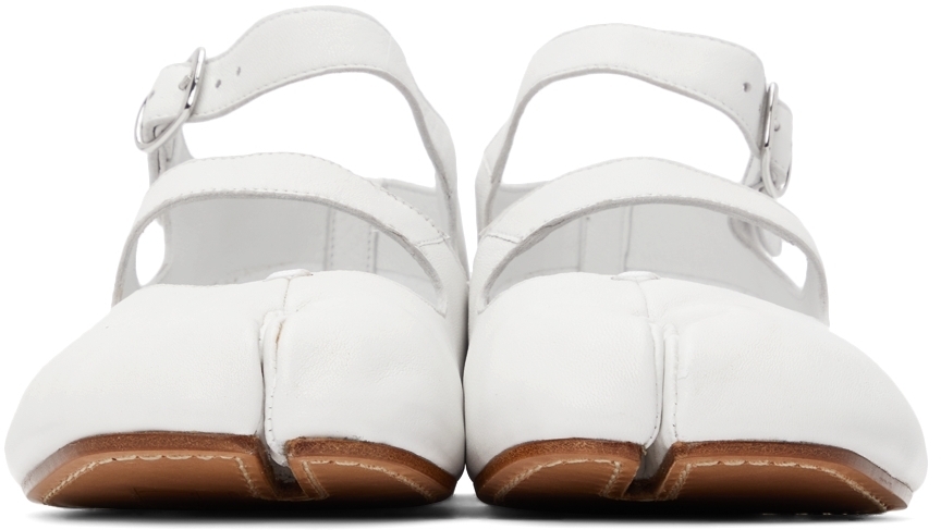 Maison Margiela White Tabi Buckle Ballerina Flats Maison Margiela