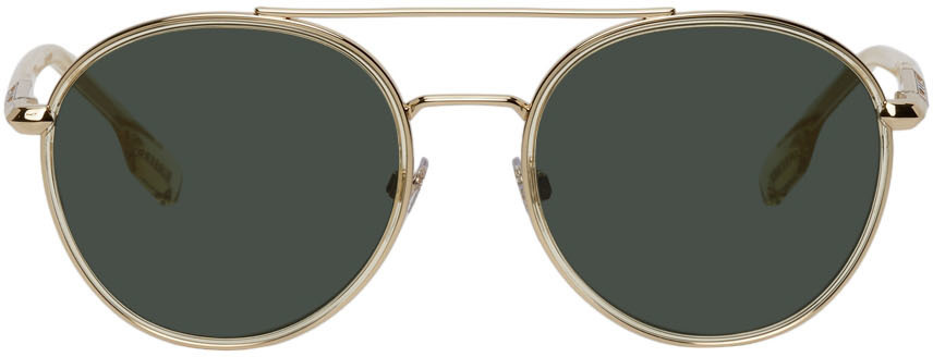 Photo: Burberry Gold & Green Round Sunglasses