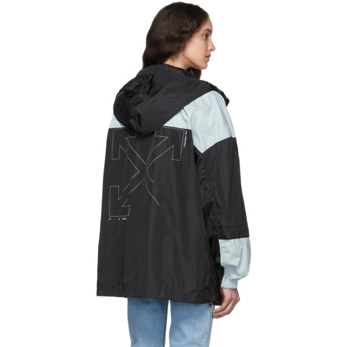 Off-White Black and Silver Unfinished Windbreaker Off-White