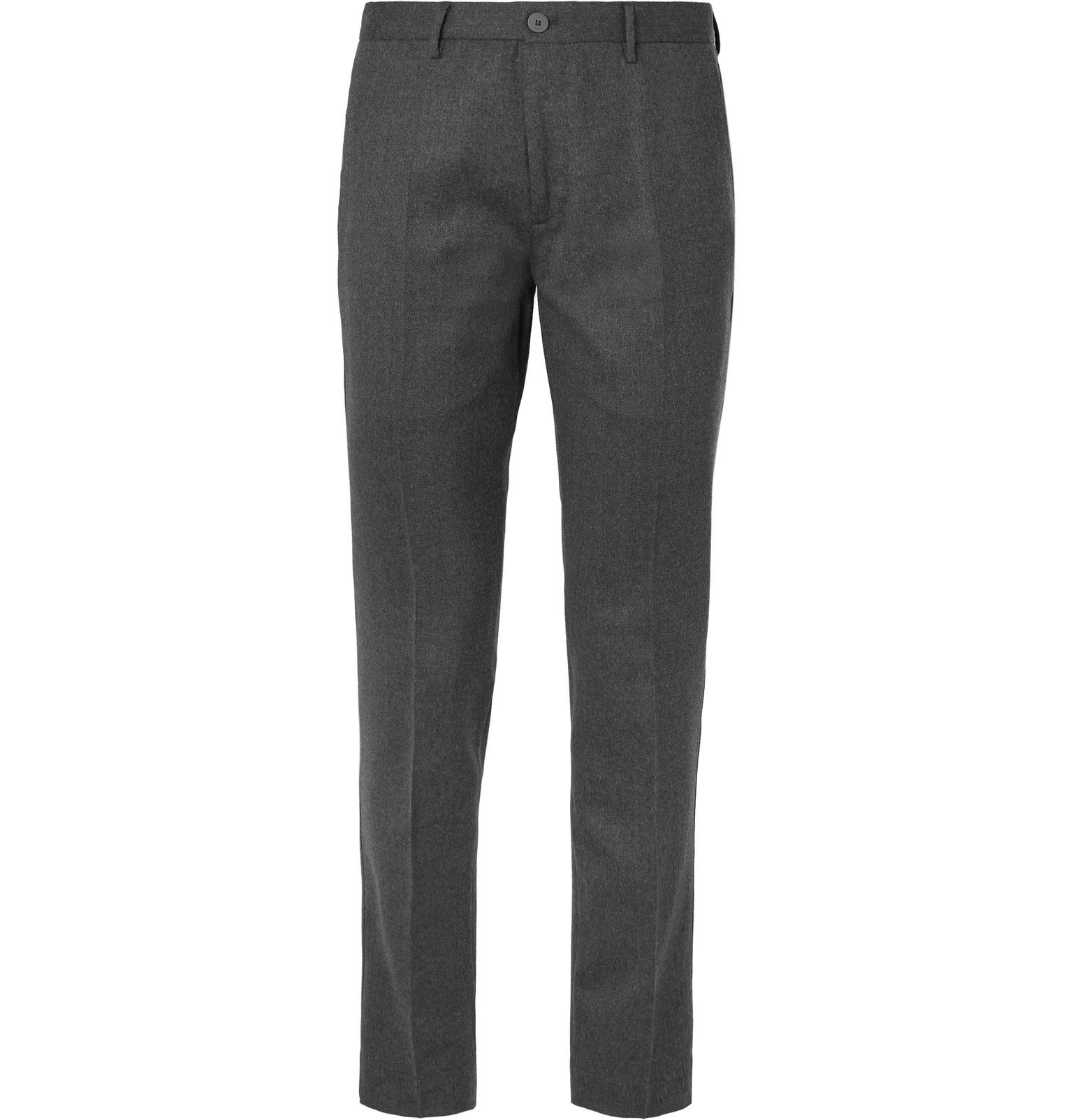 Incotex - Charcoal Slim-Fit Wool-Blend Flannel Trousers - Gray Incotex
